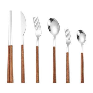 Couverts de luxe en acier inoxydable avec manche en bois pour une expérience culinaire haut de gamme, service de restaurant et cuisine à domicile - Product Image 1