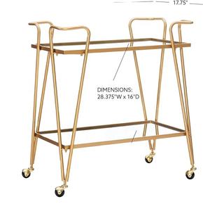 औद्योगिक शैली 2024 शराब धारक बार कार्ट ट्रॉली होम गोल्ड फिनिश लिविंग रूम गोल्ड फिनिश लिविंग रूम डाइनिंग होटल पहियों के साथ धातु का उपयोग करता है। - Product Image 1