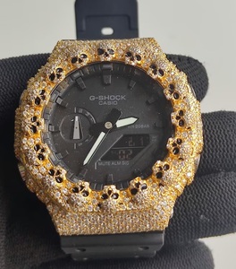Gold Black Diamond Iced Out Moissanite Quartz <b>Watch</b> Hip Hop Jewellery Bust Down Luxury Wrist VVS1 Gift 20mm - Product Image 4