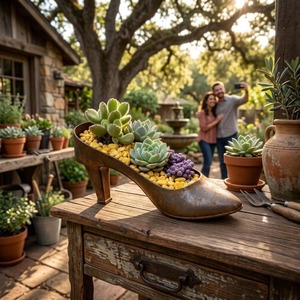Macetero Metálico Galvanizado con Forma de Tacones Altos, Contenedor Rústico para Jardín, Ideal para Plantas, Hierbas y Decoración Creativa del Hogar, de la India - Product Image 2