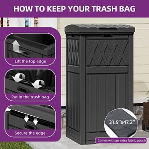 31 Gallon Waterproof Resin Outdoor Parcel <b>Drop</b> <b>Box</b> with Removable Storage Bag and Warning Sign - Product Image 4