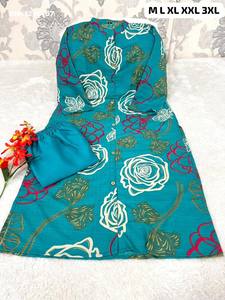 Best Fabric <b>Bamboo</b> Cotton with Floral Printed Long Kurti-Pant <b>Set</b> Collection Woman Fashion Manufacturer Wholesale Supply - Product Image 3