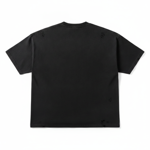 T-shirt en coton noir surdimensionné pour homme Elders Records avec imprimé graphique chien, col rond, manches courtes, style streetwear, coupe jersey - Product Image 3