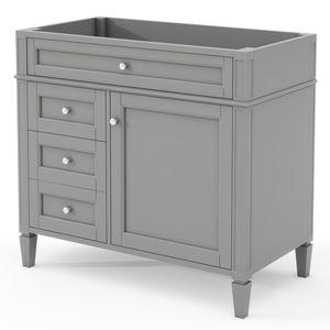Mobile Bagno Moderno da 36 Pollici con Top in Legno Massello, Lavabo Integrato, Armadietto Contenitore e 2 Cassetti a Ribalta - Organizzatore per Bagno - Product Image 3
