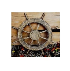 Wooden <b>Ship</b> <b>Wheel</b> Coastal Seaway Feature Designed to Inspire Beach Cottage Decorating with Graceful Nautical Influence - Product Image 2