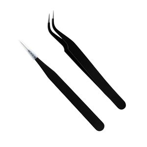 Pinzas Profesionales para Extensión de Pestañas de Acero Inoxidable, Pinzas para Volumen de Pestañas Antiestáticas de Precisión para Uso en Salones de Belleza y Maquillaje - Product Image 1