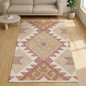 Alfombra Rectangular HILTEX KM-400 Hecha a Mano, Ecológica, Apta para Mascotas, Antideslizante, Estilo Bohemio, Mezcla de Lana, Diseño Animal - Product Image 1
