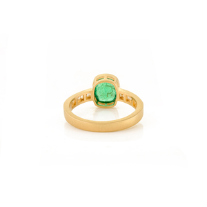 18K Solid Gold Cushion Cut Emerald & Diamond Statement Ring IGI Certified - Product Image 6