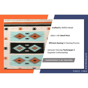 Tapis moderne en laine tissée plate à rayures Nouveau fabricant indien Tapis d'exercice rectangulaire designable Vente à bas prix - Product Image 5