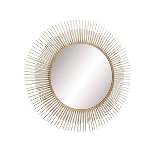 Miroir rond mural en aluminium couleur or, décoration moderne pour la maison et la salle de bain des hôtels, idéal pour les mariages - Product Image 3