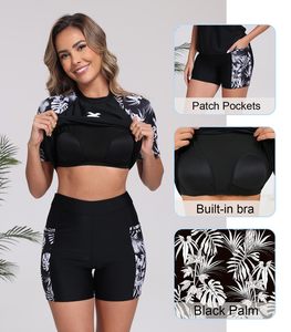 <b>Women's</b> High-quality Breathable Polyester Shorts Sleeve 2 Piece Rash guard suit Compression <b>Shirt</b> <b>for</b> Fitness <b>Swimming</b> Water - Product Image 2