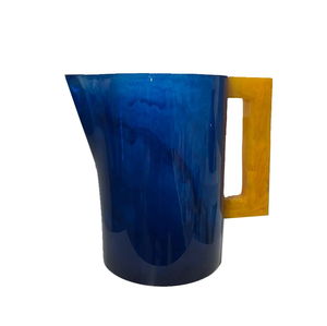 Modern Blue Resin Water Jug With Yellow Handle Handmade Polished Drinkware Jug Most Selling Crafts In low Price - Product Image 1
