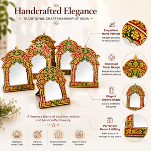 Handcrafted Embossed Hand Painted Eco-Friendly Multicolor Wooden <b>Mirror</b> <b>Frame</b> Traditional Artisan Home Accent Dressing <b>Mirror</b> - Product Image 5