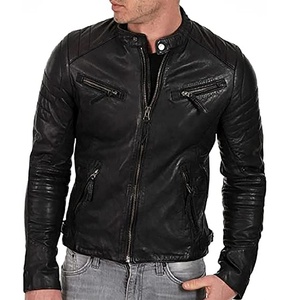 Chaqueta de motorista con cremallera, chaquetas de cuero transpirables antiviento para hombre, chaqueta de cuero para otoño e invierno, chaqueta clásica para hombre - Product Image 5