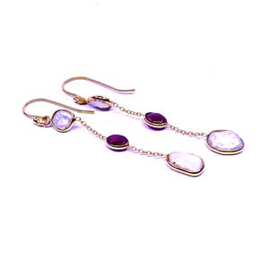 Bijoux de mariage en argent sterling 925 plaqué or, perle baroque, pierre précieuse tourmaline, boucles d'oreilles pour femmes - Product Image 1