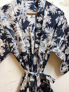 Bata Kimono de Algodón 100% con Estampado Floral, Cuello en V, Cierre con Cordón, Manga 3/4, Largo hasta el Tobillo para Mujer, Ligera, para Verano, Spa, Playa - Product Image 6
