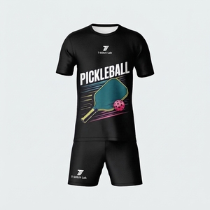 Uniforme de pickleball unisexe respirant imprimé, antibactérien, col rond, manches courtes, été, 100% polyester - Product Image 6