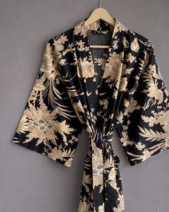 Robe longue décontractée pour femme en coton indien 100% avec imprimé tigre fait main, style kaftan, tenue d'été ethnique - Product Image 3