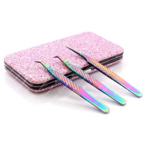 <b>Professional</b> Quality Stainless Steel Eyelash Extension Tweezers Magnetic <b>Case</b> Packing Rust Resistant Anti-Static Beauty Manicure - Product Image 5