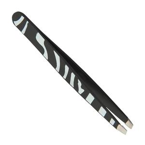 Pinzas de Precisión para Pestañas de Acero Inoxidable con Punta Lisa, Opciones Dentadas/Serradas, Diseño con Patrón de Zebra, 10 mm de Longitud - Product Image 6