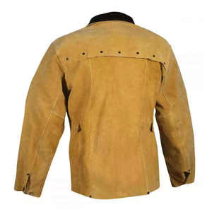 Leather Welding Jacket Heavy Duty with Sleeve <b>Heat</b> Flame Resistant Cowhide <b>Coat</b> Safety Clothing for Men Women - Product Image 2