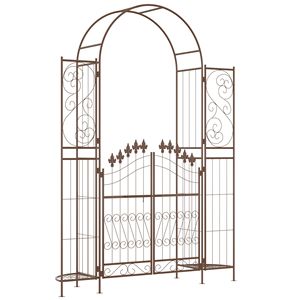 Arco da Giardino in Metallo con Motivo Fleur De Lis, Porta con Chiusura, Fioriera e Mensole per Piante Rampicanti, Ideale per Matrimoni e Cerimonie - Product Image 1
