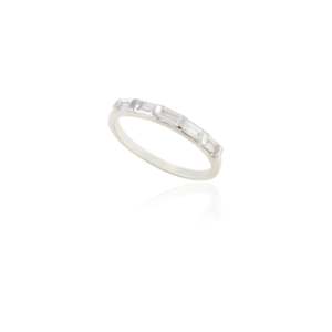 14K Solid Gold Baguette Diamond <b>Stacking</b> Band-IGI Certified Engagement <b>Ring</b> - Product Image 2