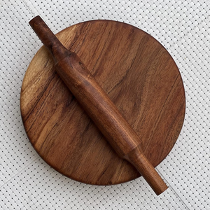 Smart Art Wood Carving Latest Design Acacia Wood <b>Rolling</b> <b>Pin</b> and <b>Rolling</b> Board Round Shape Chakla Belan For Kitchen Accessories - Product Image 5