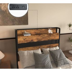 Struttura letto singolo in metallo nero con testiera e cassetti contenitore, piattaforma letto singolo - Product Image 5