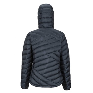 Blouson bomber en duvet fin à capuche pour homme, coupe-vent décontracté d'hiver, fermeture éclair, logo sur le devant, coupe classique, couleur unie, polyester - Product Image 2