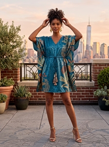 Custom Women Rayon Printed <b>Kaftan</b> Beach Cover Up <b>Summer</b> Resort Wear OEM ODM Customized Manufacturer Gabon Congo Liberia - Product Image 6