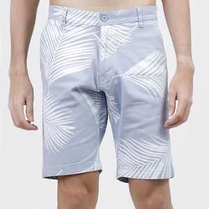 Shorts de Playa para Hombre, Color Azul Claro, Estampado de Hojas de Palma, Cintura Media, Cierre de Botones, Casuales, 100% Transpirables - Product Image 1