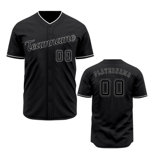 Maillot de baseball noir à manches courtes boutonné, uniforme sportif athlétique, respirant, en polyester, pour l'entraînement en équipe - Product Image 1