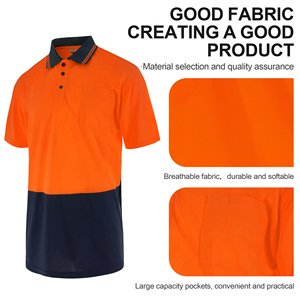 Men's Orange Navy Solid Short Sleeve for Shirt Plus Size Casual Knitted Polyester Eco-Friendly Breathable <b>Canvas</b> - Product Image 3