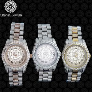 Reloj de Lujo Charm_Jewells para Mujer, Acero Inoxidable, Caja Redonda de 30 mm, Movimiento de Cuarzo Analógico, Detalles de Diamantes, Correa de Cuero - Product Image 5