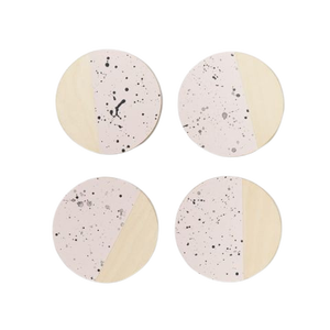Round <b>Cork</b> <b>Coaster</b> Set Modern Zigzag Pattern Non Slip Mats & Pads 4 pcs - Product Image 3