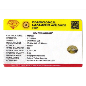 Premium 6.05 Carat Yellow Sapphire Loose Gemstone-Oval Cut Alexandrite for Fine Jewelry - Product Image 4