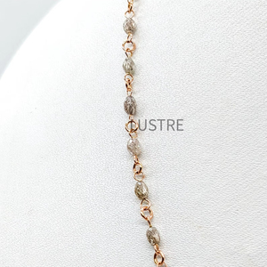 Collier de mariage style bohème en or rose 14 carats avec diamants champagne, modèle Lustre 1011, perles naturelles roulées, bijoux fins faits à la main - Product Image 1