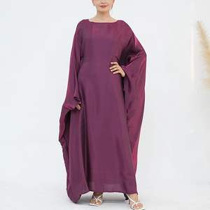 Abaya longue pour femme en soie et mousseline, couleur violette personnalisée, anti-rides, légère, style musulman, Qatari, turc, pour le Hajj et l'Omra - Product Image 5