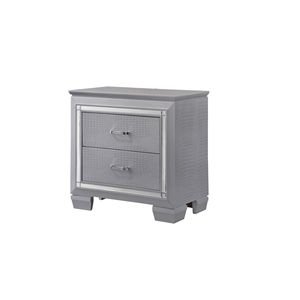 Comodino moderno stile Glam In legno massello con due cassetti luce notturna In argento con finitura coccodrillo mobili per camera da letto 1 pz - Product Image 3