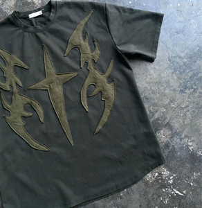 เสื้อยืดลำลองผู้ชายสไตล์วินเทจฟอกสี ทรงหลวม คอโอ พิมพ์ลายตามสั่ง แขนสั้น ผ้าฝ้าย - Product Image 4