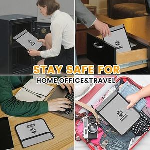 Confezione da 4 buste ignifughe per documenti, custodia impermeabile per documenti con cerniera, borsa ignifuga per denaro e busta - Product Image 2