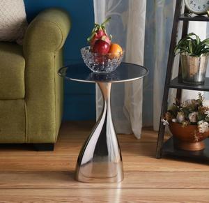 Modern Pedestal <b>Console</b> <b>Table</b> With Tempered Glass Top Stainless Steel Base Contemporary Living Room Furniture - Product Image 1