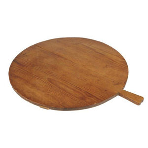 Planche à pizza ronde en teck naturel, faite à la main, avec longue poignée, pour servir et couper, au meilleur prix. - Product Image 4