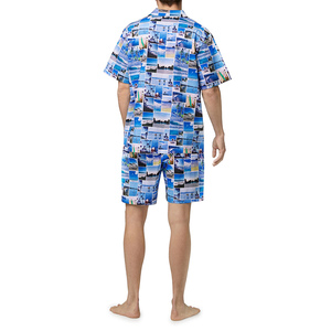 Conjunto de Pantalones Cortos Térmicos de Punto con Estampado Completo para Hombre, Ropa de Dormir Transpirable de Poliéster de Lujo - Product Image 3