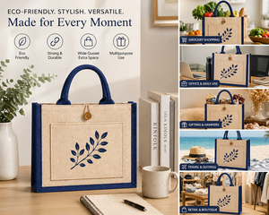 Dual Color Laminated Jute Tote <b>Bag</b> Rope Button Closure Eco Friendly Reusable Shopping <b>Bag</b> Custom Logo Printed Promotional <b>Gift</b> - Product Image 4