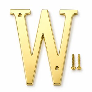 Lettre W dorée avec vis, lettre de l'alphabet pour plaque signalétique murale, porte ou bureau, résistante à la rouille, en métal - Product Image 1