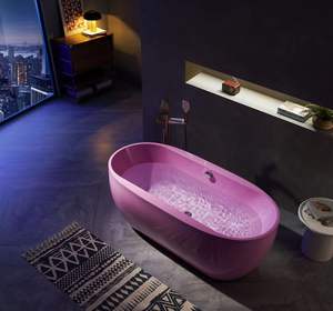 อ่างอาบน้ำแบบลอยตัวหินสังเคราะห์สุดหรู สไตล์ดั้งเดิม เป็นมิตรกับสิ่งแวดล้อม ทนทาน พร้อมระบบระบายน้ำแบบอากาศ สำหรับใช้ในโรงแรมและอพาร์ตเมนต์ - Product Image 4