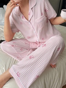 Vêtements de nuit d'été respirants pour femmes grandes tailles, ensembles de vêtements de nuit élégants, pantalons à taille élastique, prix de gros personnalisé, prix bas - Product Image 4