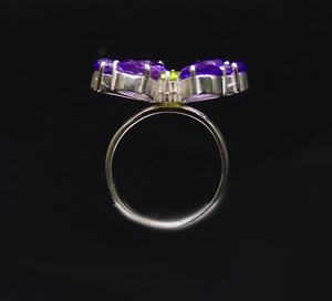 Wedding Wear 925 Sterling Silver <b>Peridot</b> Amethyst Gemstone Silver Plated Jewelry Women Wear Fashionable Classic <b>Ring</b> - Product Image 3